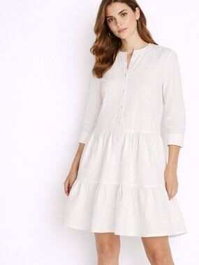 Apiece Apart White Tiered Cotton Dress Minimalist Boho Summer Casual